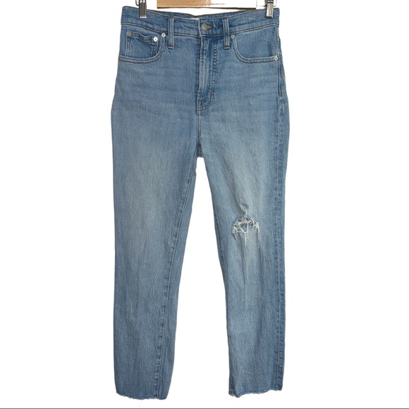 MADEWELL THE PERFECT VINTAGE HIGH RISE JEANS DISTRESSED RAW HEM SIZE 27 - Picture 2 of 15